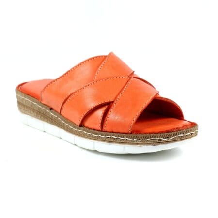 Lunar Gwen Orange Leather Mule Sandals