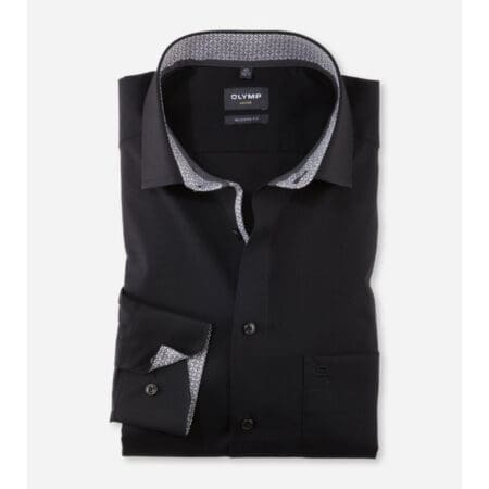 Olymp Luxor Black Plain Shirt