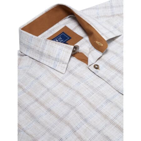 Drifter White and Light Brown Check Short Sleeve Shirt