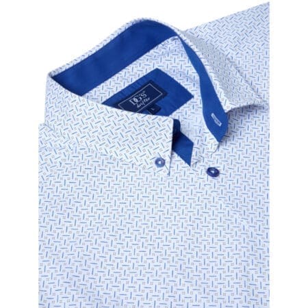 Drifter White and Blue Patterned Short Sleeve Shirt