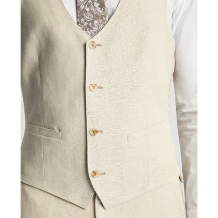 Remus Uomo Peppe Beige Linen Waistcoat