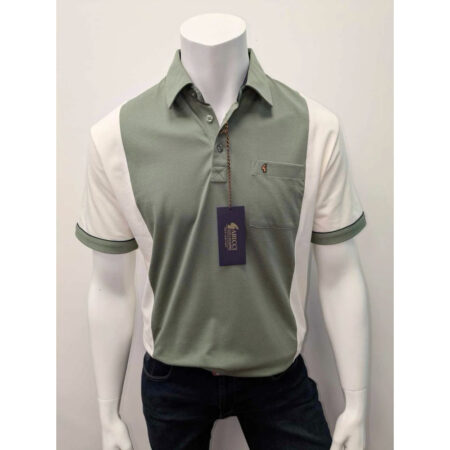 Gabicci Cream and Green Pocket Sport Shirt