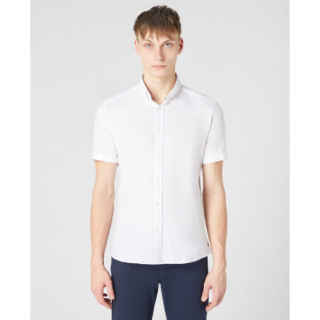 Remus Uomo White Linen Mix Short Sleeve Shirt