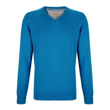 Drifter Turquoise Blue V Neck Sweater