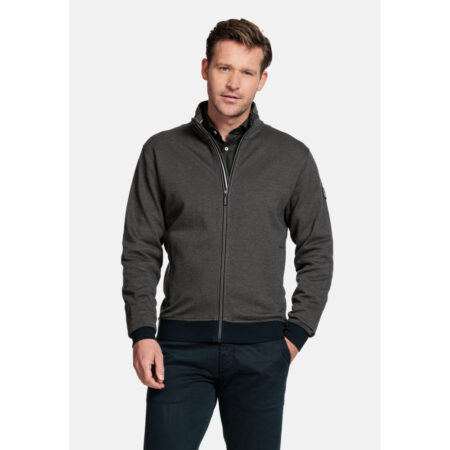 Baileys Taupe and Navy Full Zip Sweatshirt