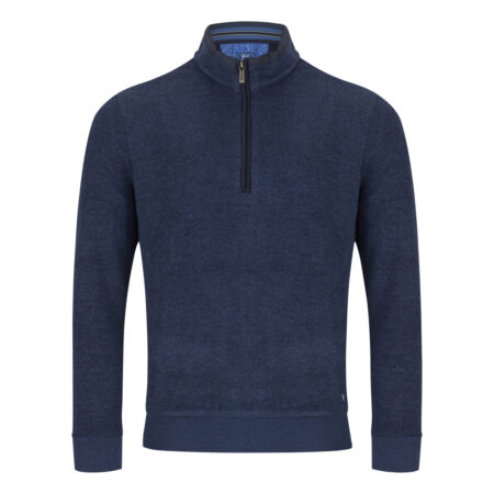 Drifter Navy Marl Half Zip Sweatshirt