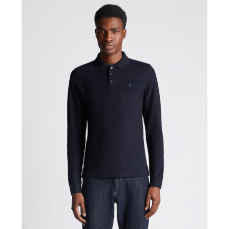 Remus Uomo Navy Long Sleeve Polo Shirt