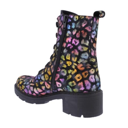 Adesso Amelia Black Leopard Combat Boots