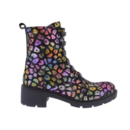 Adesso Amelia Black Leopard Combat Boots