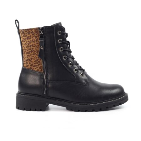 Lunar Bedale Black Leopard Combat Boots