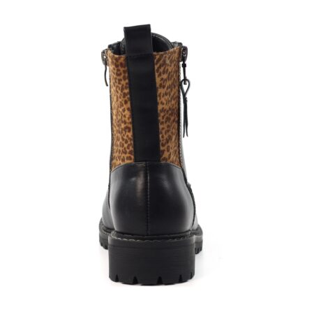 Lunar Bedale Black Leopard Combat Boots