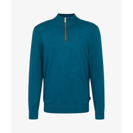 Bugatti Teal Cashmere Mix Half Zip Jumper