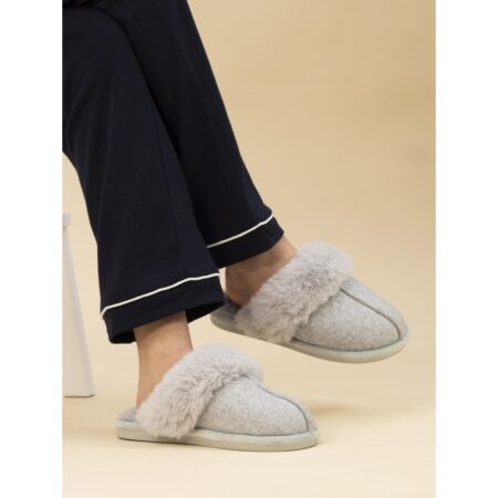 Lunar Carol Grey Mule Slippers