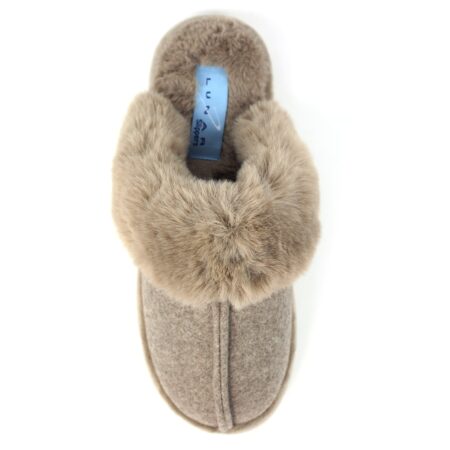 Lunar Carol Taupe Mule Slippers