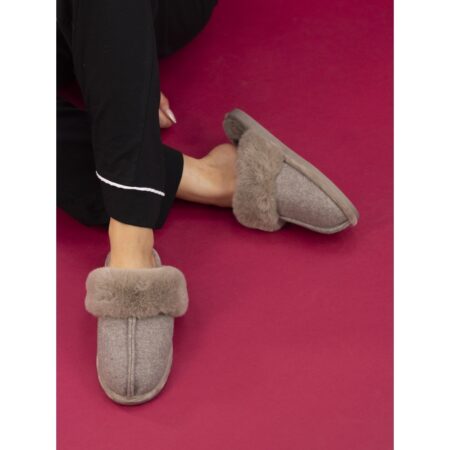 Lunar Carol Taupe Mule Slippers