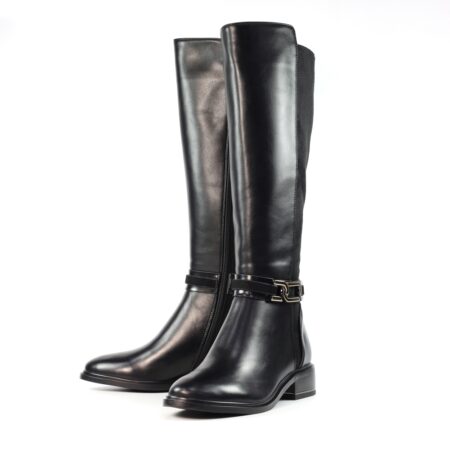 Lunar Cathy Black Knee High Flat Boots