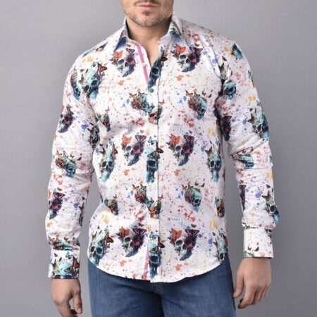 Claudio Lugli White Chaos Skull Shirt