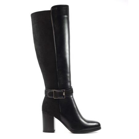 Lunar Harris Black Heeled Knee High Boots