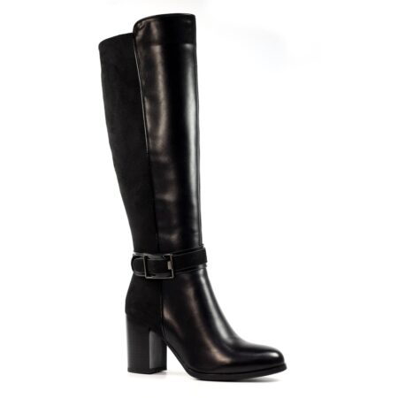 Lunar Harris Black Heeled Knee High Boots