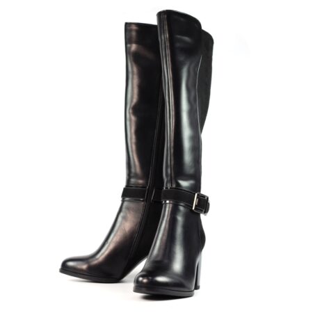 Lunar Harris Black Heeled Knee High Boots