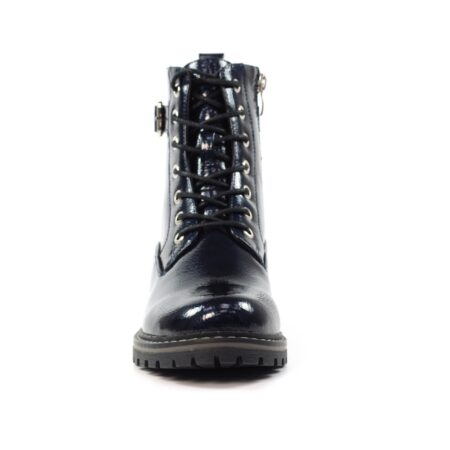 Lunar Parlour Navy Patent Combat Boots