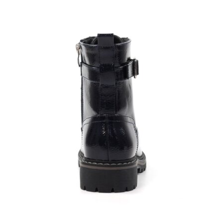 Lunar Parlour Navy Patent Combat Boots