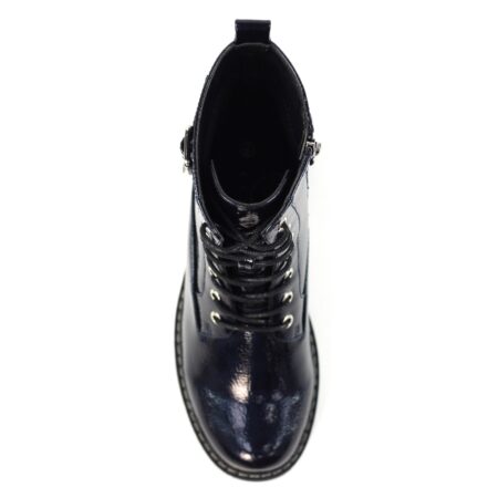 Lunar Parlour Navy Patent Combat Boots