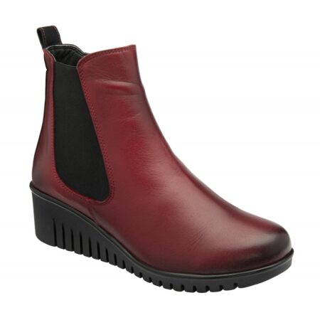 Lotus Dresden Red Leather Ankle Boots