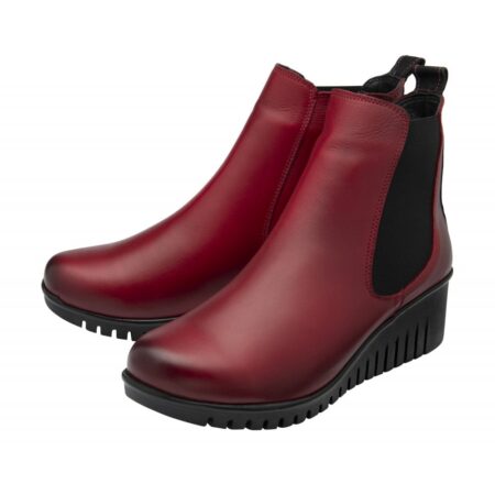 Lotus Dresden Red Leather Ankle Boots