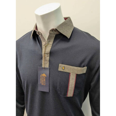 Gabicci Navy Long Sleeve Polo Shirt