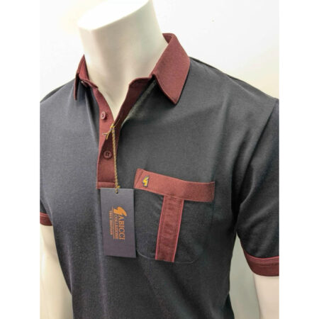 Gabicci Navy with Burgundy Trim Polo Shirt