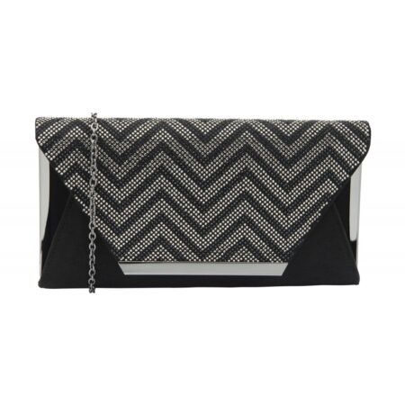 Lotus Eloise Black Diamante Evening Bag