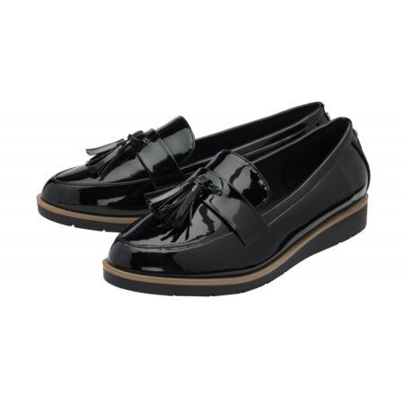 Lotus York Black Patent Loafers