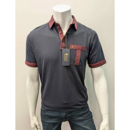 Gabicci Navy with Burgundy Trim Polo Shirt