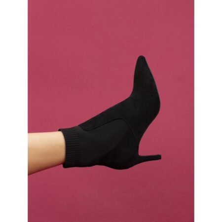 Lunar Limbo Black Sock Heeled Ankle Boots