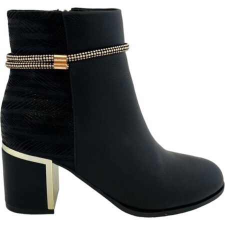 Lotus Nerinda Black Heeled Ankle Boots