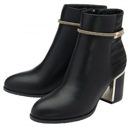 Lotus Nerinda Black Heeled Ankle Boots