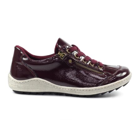 Lunar Napier Burgundy Patent Flat Trainers