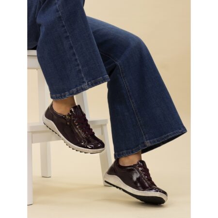 Lunar Napier Burgundy Patent Flat Trainers