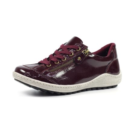 Lunar Napier Burgundy Patent Flat Trainers