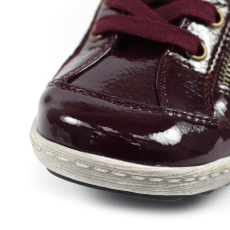 Lunar Napier Burgundy Patent Flat Trainers