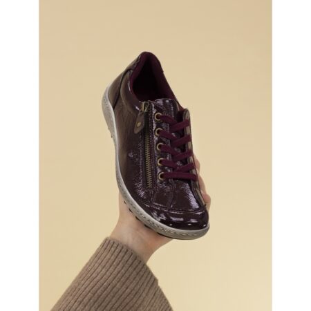 Lunar Napier Burgundy Patent Flat Trainers