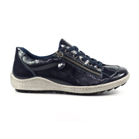 Lunar Napier Navy Patent Flat Trainers