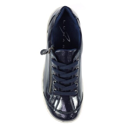 Lunar Napier Navy Patent Flat Trainers