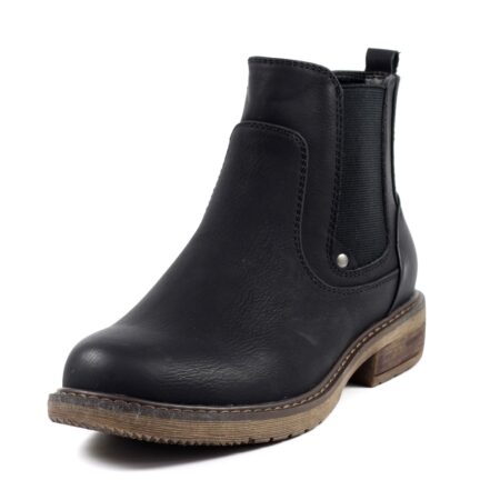 Lunar Roxie Black Flat Ankle Boots