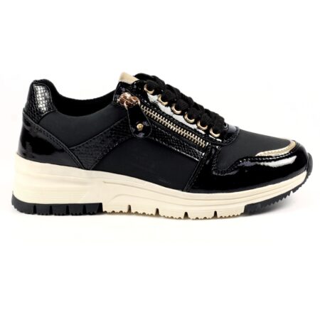 Lunar Sammy Black Wedge Trainers