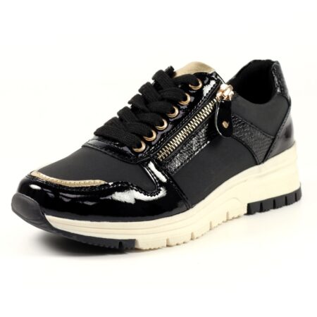 Lunar Sammy Black Wedge Trainers