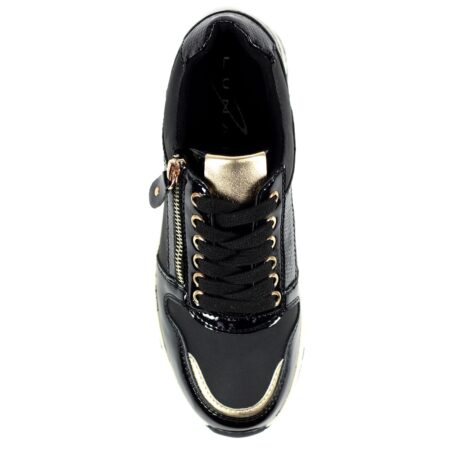 Lunar Sammy Black Wedge Trainers