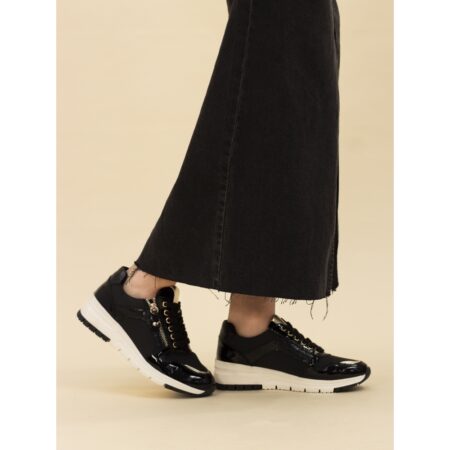 Lunar Sammy Black Wedge Trainers