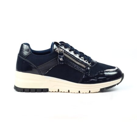 Lunar Sammy Navy Wedge Trainers